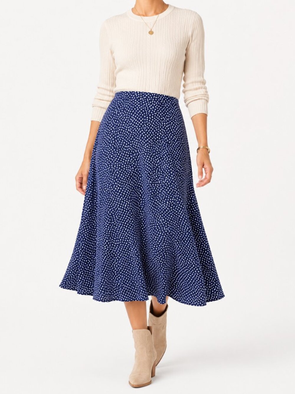 Pendleton Blue & White Flowy A-Line Vintage Coastal Preppy Midi Skirt [size 10p]